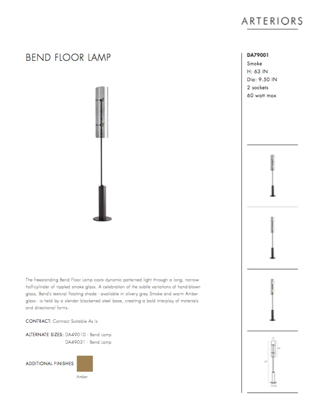 Arteriors Home New Arrivals Bend Floor Lamp Smoke 12 Arteriors Home New Arrivals Bend Floor Lamp Smoke