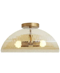 Arteriors Home New Arrivals Bend Flushmount Amber And Brass