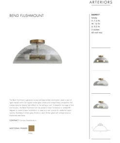 Arteriors Home Bend Flushmount Smoke And Brass 17 Arteriors Home Bend Flushmount Smoke And Brass