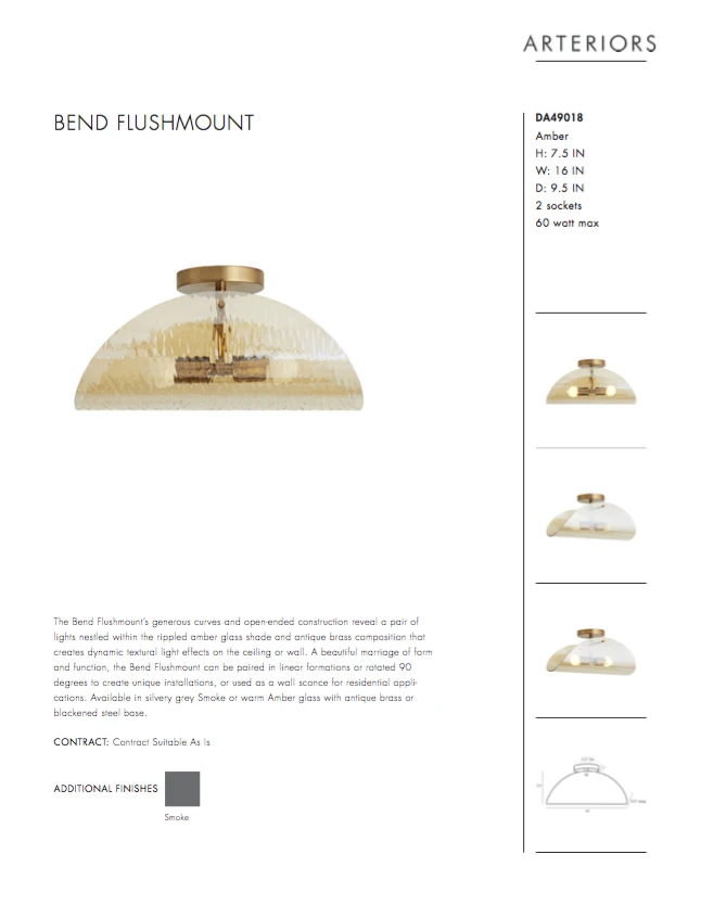 Arteriors Home New Arrivals Bend Flushmount Amber And Brass 9 Arteriors Home New Arrivals Bend Flushmount Amber And Brass