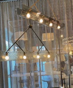 Arteriors Home New Arrivals Bend Linear Pendant Amber Steel