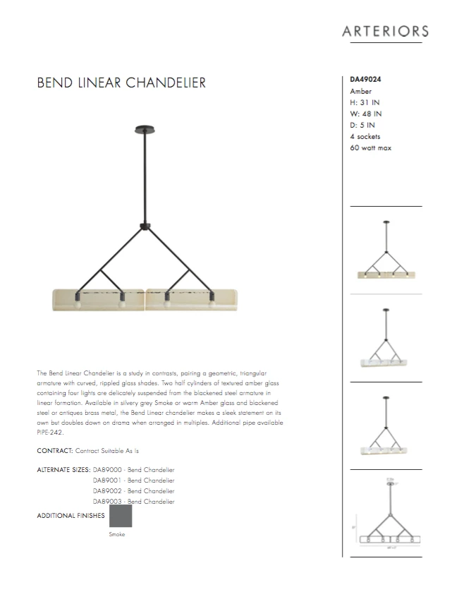 Arteriors Home New Arrivals Bend Linear Pendant Amber Steel 12 Arteriors Home New Arrivals Bend Linear Pendant Amber Steel