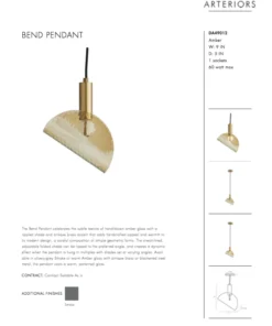 Arteriors Home Bend Pendant Amber Brass New Arrivals 19 Arteriors Home Bend Pendant Amber Brass New Arrivals