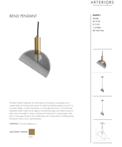 Arteriors Home New Arrivals Bend Pendant Smoke Brass