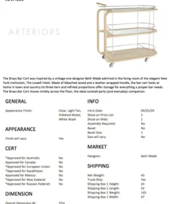 Arteriors Home New Arrivals Brays Bar Cart