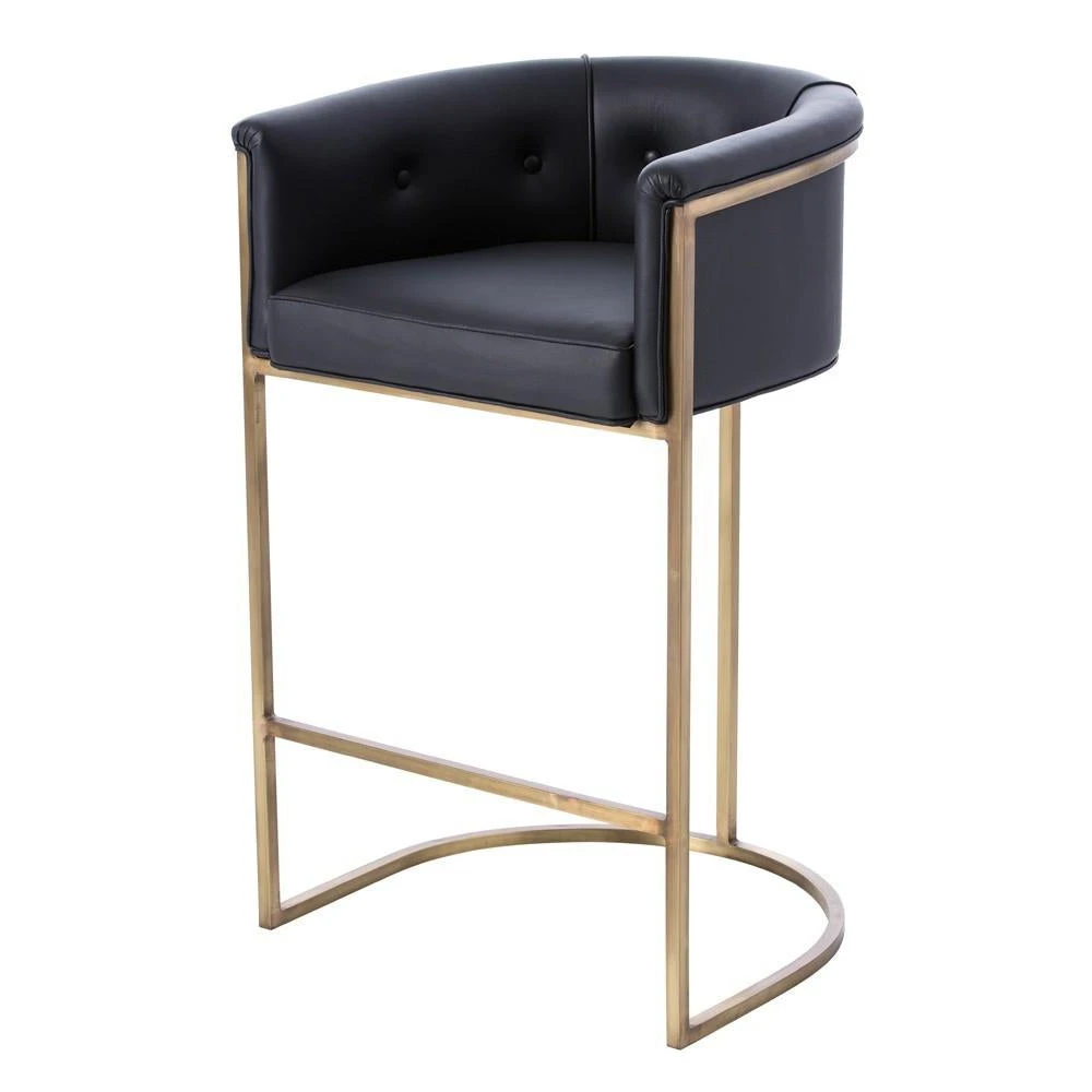 Arteriors Home Calvin Bar Stool Black Leather And Brass 1 Arteriors Home Calvin Bar Stool Black Leather And Brass