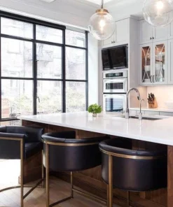 Arteriors Home Calvin Bar Stool Black Leather And Brass 9 Arteriors Home Calvin Bar Stool Black Leather And Brass