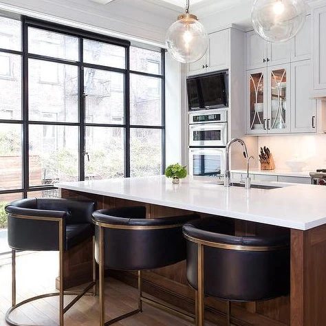 Arteriors Home Calvin Bar Stool Black Leather And Brass 4 Arteriors Home Calvin Bar Stool Black Leather And Brass