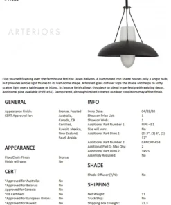 Arteriors Home New Arrivals Dawn Pendant