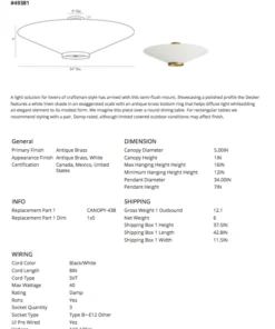 Arteriors Home Decker Semi Flush Antique Brass