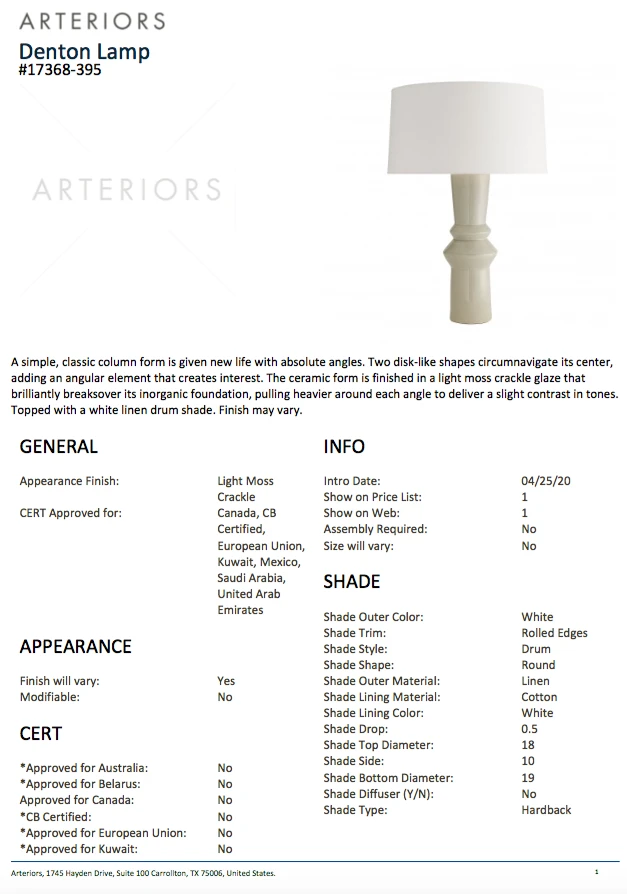 Arteriors Home New Arrivals Denton Lamp 7 Arteriors Home New Arrivals Denton Lamp