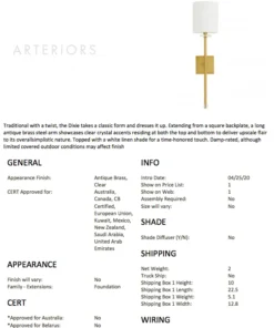 Arteriors Home Dixie Sconce Antique Brass 13 Arteriors Home Dixie Sconce Antique Brass