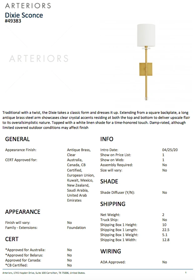 Arteriors Home Dixie Sconce Antique Brass 5 Arteriors Home Dixie Sconce Antique Brass