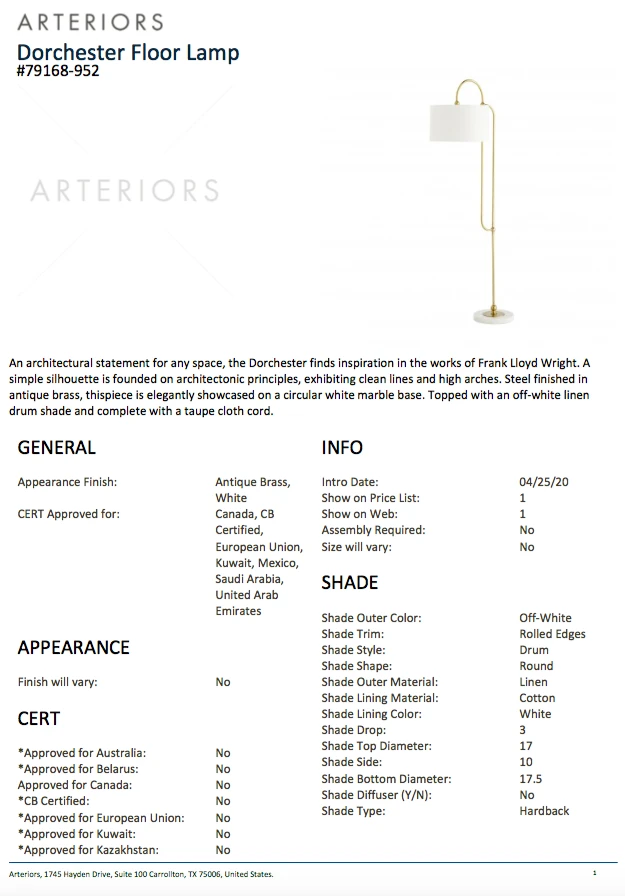 Arteriors Home New Arrivals Dorchester Floor Lamp Antique Brass 10 Arteriors Home New Arrivals Dorchester Floor Lamp Antique Brass