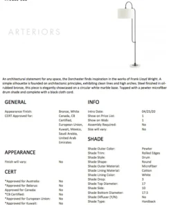 Arteriors Home New Arrivals Dorchester Floor Lamp Bronze