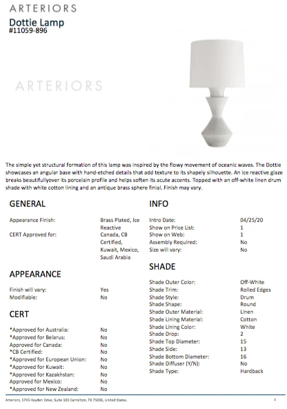 Arteriors Home Dottie Lamp 6 Arteriors Home Dottie Lamp