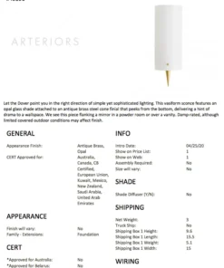 Arteriors Home New Arrivals Dover Sconce Antique Brass 16 Arteriors Home New Arrivals Dover Sconce Antique Brass