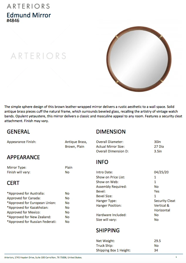 Arteriors Home Edmund Mirror 8 Arteriors Home Edmund Mirror