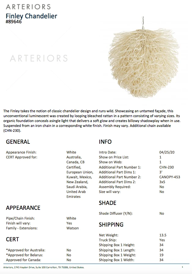 Arteriors Home Finley Chandelier 13 Arteriors Home Finley Chandelier