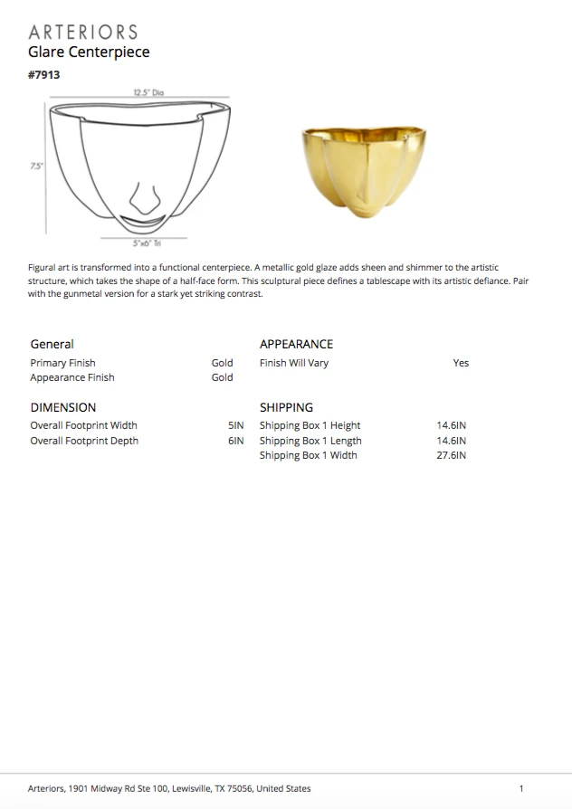 Arteriors Home New Arrivals Glare Centerpiece Gold 7 Arteriors Home New Arrivals Glare Centerpiece Gold