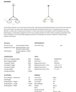 Arteriors Home New Arrivals Glaze Linear Pendant