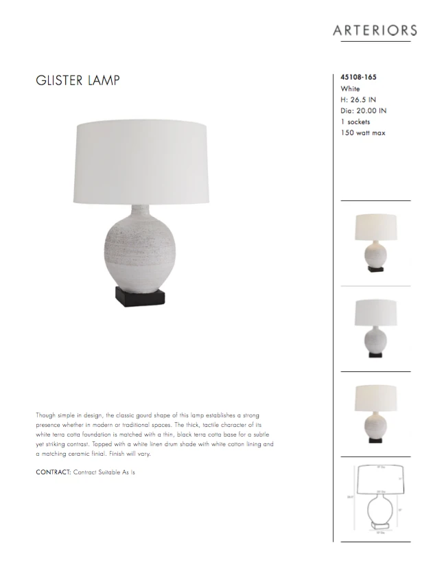 Arteriors Home New Arrivals Glister Lamp