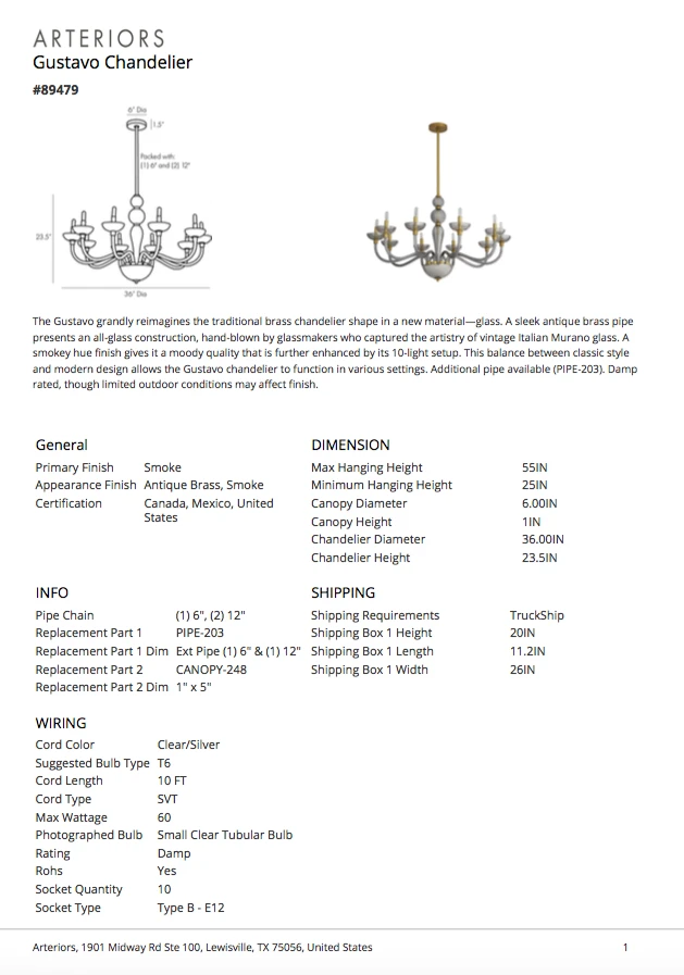 Arteriors Home Gustavo Chandelier 12 Arteriors Home Gustavo Chandelier
