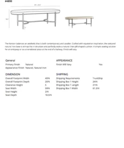 Arteriors Home New Arrivals Hanson Bench Natural