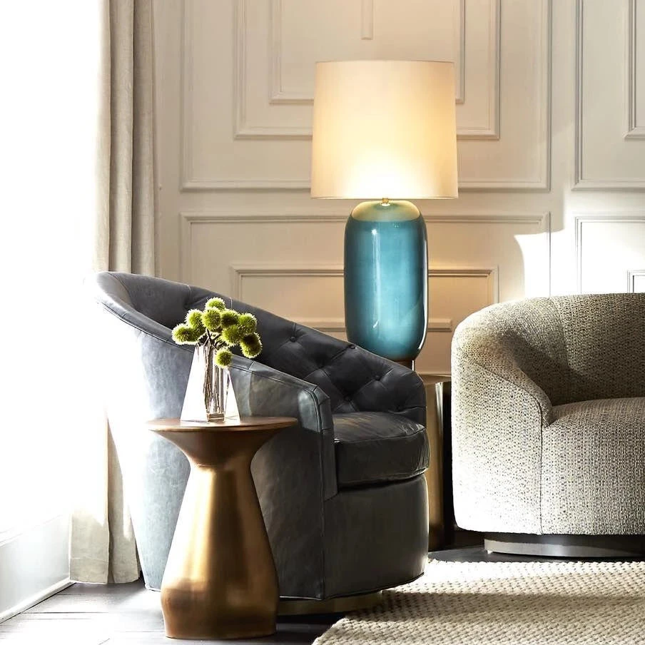 Arteriors Home New Arrivals Capri Chair Juniper Leather Champagne Swivel 2 Arteriors Home New Arrivals Capri Chair Juniper Leather Champagne Swivel