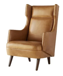 Arteriors Home Budelli Wing Chair Cognac Leather Dark