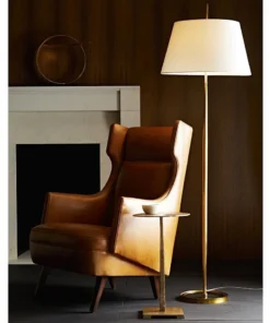 Arteriors Home Budelli Wing Chair Cognac Leather Dark