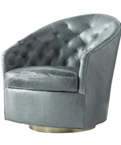 Arteriors Home New Arrivals Capri Chair Juniper Leather Champagne Swivel