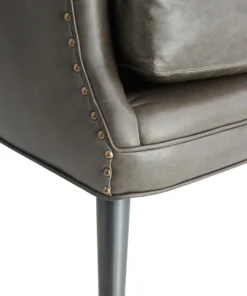 Arteriors Home New Arrivals Seger Chair Graphite Leather Grey Ash