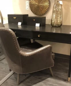 Arteriors Home New Arrivals Seger Chair Graphite Leather Grey Ash