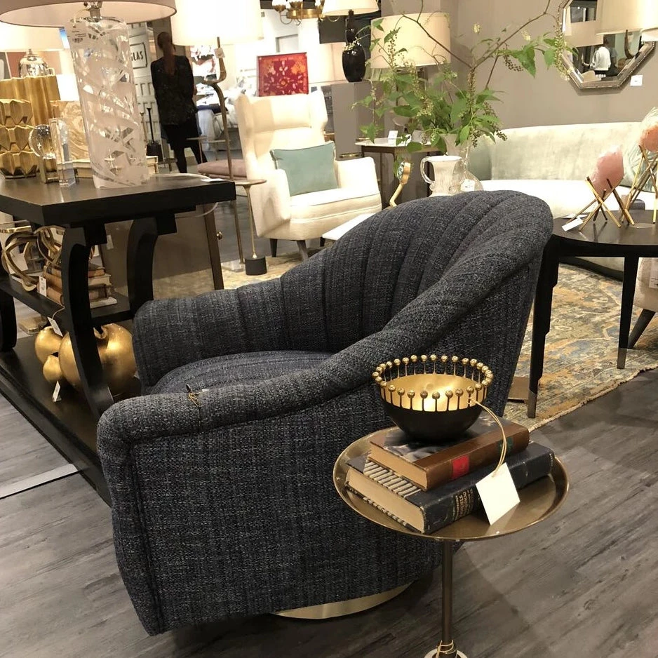 Arteriors Home Springsteen Chair Indigo Tweed Champagne Swivel New Arrivals 2 Arteriors Home Springsteen Chair Indigo Tweed Champagne Swivel New Arrivals