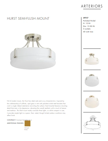 Arteriors Home Hurst Semi Flush Polished Nickel 7 Arteriors Home Hurst Semi Flush Polished Nickel