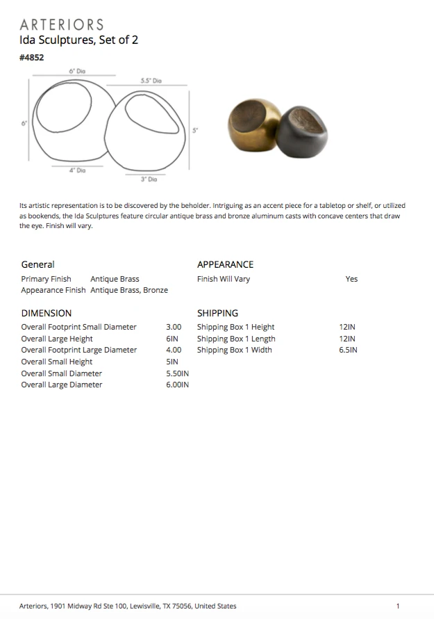 Arteriors Home Ida Sculptures Set Of 2 10 Arteriors Home Ida Sculptures Set Of 2