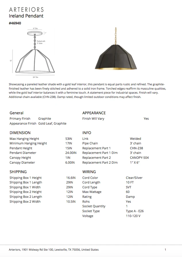 Arteriors Home Ireland Pendant Graphite 9 Arteriors Home Ireland Pendant Graphite