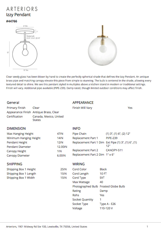 Arteriors Home New Arrivals Izzy Pendant 10 Arteriors Home New Arrivals Izzy Pendant