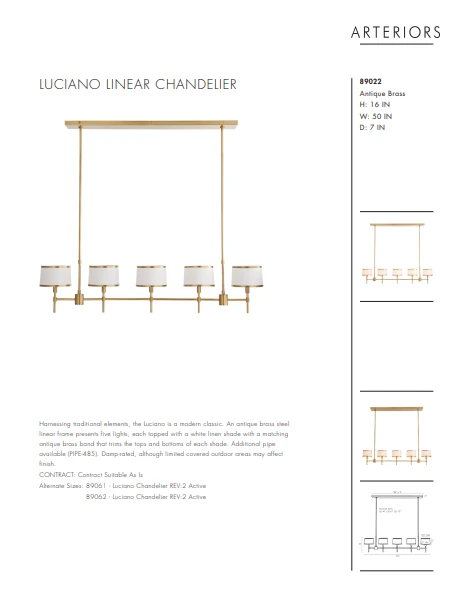 Arteriors Home Luciano Linear Chandelier Antique Brass New Arrivals 8 Arteriors Home Luciano Linear Chandelier Antique Brass New Arrivals