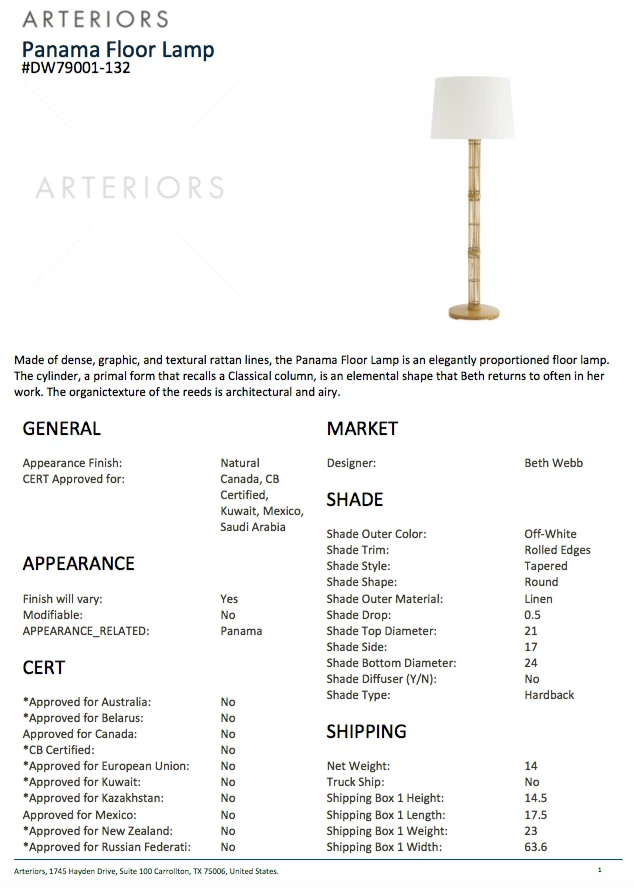 Arteriors Home Panama Floor Lamp New Arrivals 6 Arteriors Home Panama Floor Lamp New Arrivals