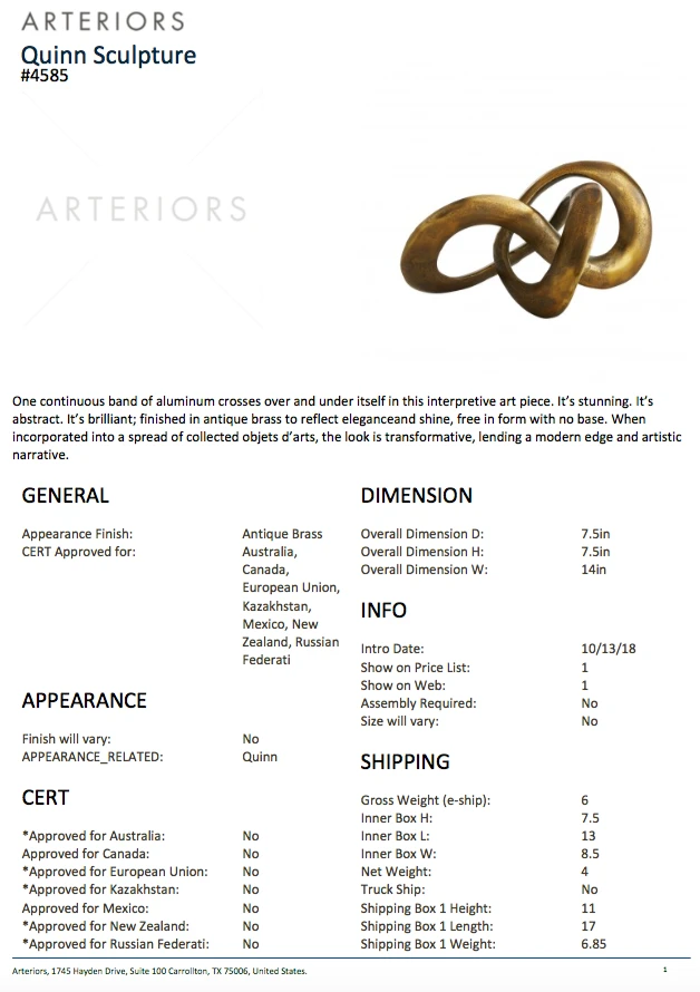 Arteriors Home Quinn Sculpture New Arrivals 6 Arteriors Home Quinn Sculpture New Arrivals