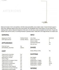 Arteriors Home New Arrivals Salford Floor Lamp Polished Nickel