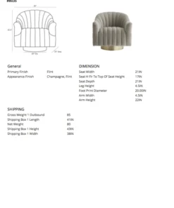 Arteriors Home Springsteen Chair Flint Velvet Champagne Swivel New Arrivals