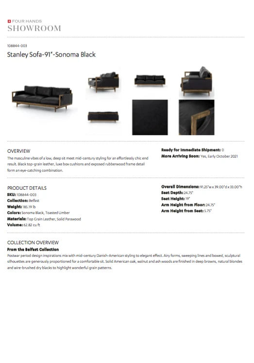 Four Hands New Arrivals Stanley Sofa Sonoma Black 11 Four Hands New Arrivals Stanley Sofa Sonoma Black