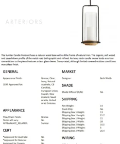 Arteriors Home Sumter Candle Pendant