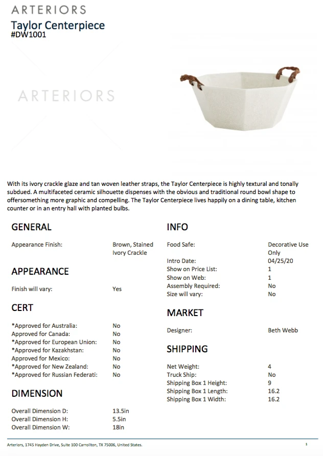 Arteriors Home Taylor Centerpiece New Arrivals 8 Arteriors Home Taylor Centerpiece New Arrivals