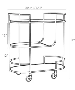Arteriors Home Trainor Bar Cart Antique Brass