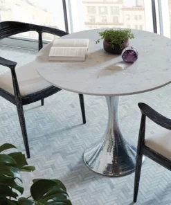 Bungalow 5 New Arrivals Stockholm Center Round Table Nickel With White Marble Top 12 Bungalow 5 New Arrivals Stockholm Center Round Table Nickel With White Marble Top
