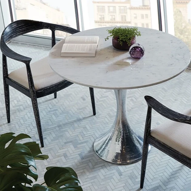 Bungalow 5 New Arrivals Stockholm Center Round Table Nickel With White Marble Top 4 Bungalow 5 New Arrivals Stockholm Center Round Table Nickel With White Marble Top